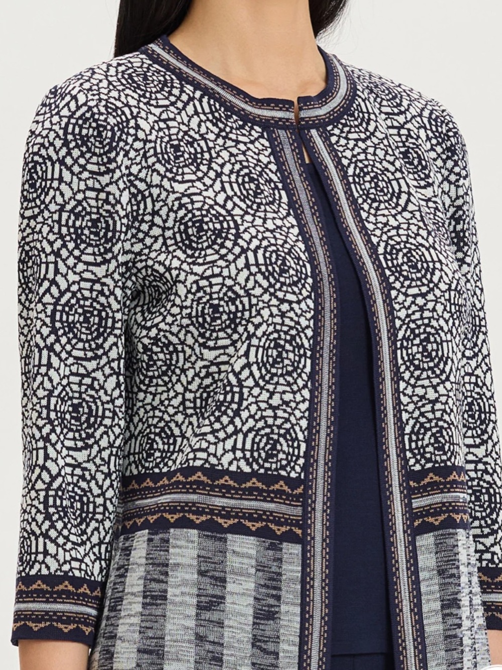 Ming Wang Multi Pattern Jacquard Knit Cardigan, Size 3X - Picture 5 of 14